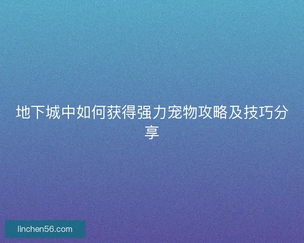 地下城中如何获得强力宠物攻略及技巧分享